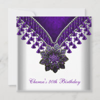 30th Birthday Party Purple Beads White
