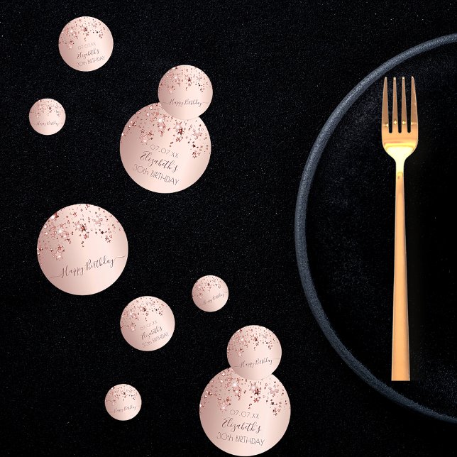 30th birthday party rose gold pink stars glam confetti (Creator Uploaded)