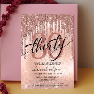 30th Birthday Party Rose Gold Trendy Invitation