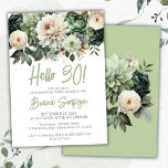 30th Birthday Party Sage Green Floral Invitation<br><div class="desc">Sage green floral 30th birthday party invitation for a fun birthday party</div>