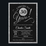 30th Birthday Party - Silver Black ANY AGE Invitation<br><div class="desc">30th Birthday Party Invitation in faux glitter silver and black. Cheers to 30 years!
Please message us if you need further customisation.</div>