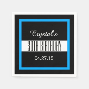 30th Birthday Party Solid Coloured Square Frame Napkin