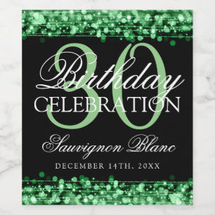 30th Birthday Party Sparkles Mint Wine Wine Label