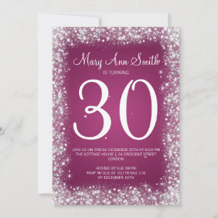 30th Birthday Party Sparkling Glitter Pink Invitation