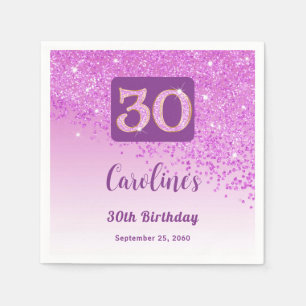 30th Birthday Party Sparkling Pink Glitter Napkin