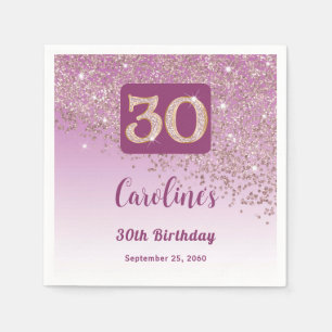 30th Birthday Party Sparkling Rose Gold Glitter Napkin