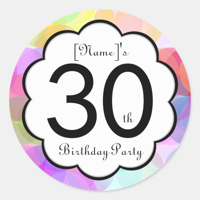 30th Birthday Party Sticker (Front)