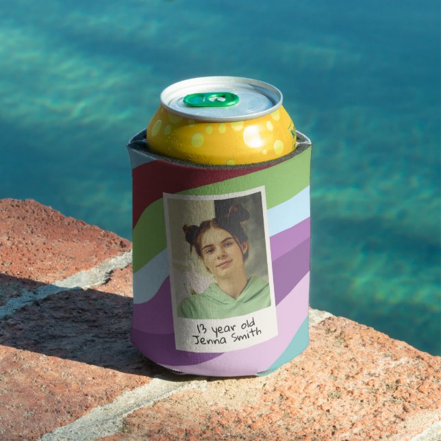 30th Birthday Party Thirty Flirty & Thriving Photo Can Cooler (In Situ Pool)