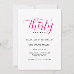 30th Birthday Party Thirty Pink Thirtylicious Invitation