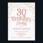 30th Birthday Party - White & Rose Gold Invitation<br><div class="desc">30th Birthday Party Invitation.
Elegant design in white,  pink and faux glitter rose gold. Features stylish script font and confetti. Message me if you need custom age.</div>