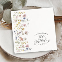 30th Birthday Party Wildflowers Watercolor Floral 