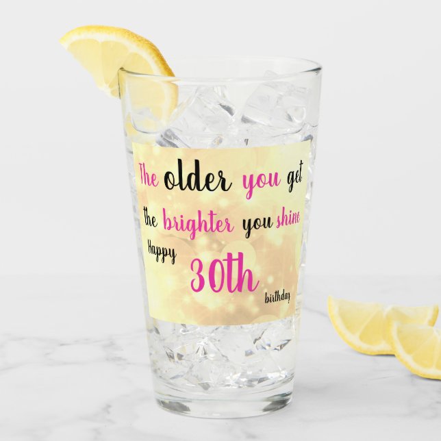 30th Birthday personalised add name Glass (Front Ice)