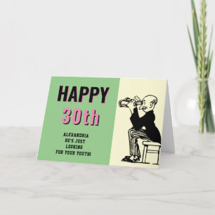 30th Birthday Personalised Retro Funny Cartoon Card