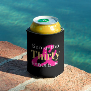 30th Birthday Personalised Thirty and Fabulous Can Cooler