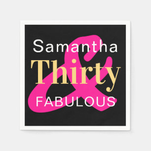 30th Birthday Personalised Thirty Fabulous Party Napkin