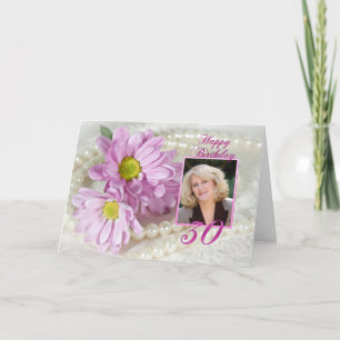 30th birthday photo card with daisies