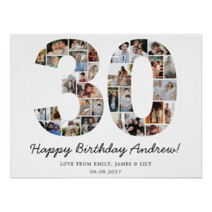 30th Birthday Photo Collage   30th Birthday Gift Poster