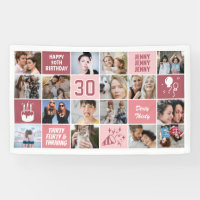 30th Birthday Photo Collage Custom Coral Pink