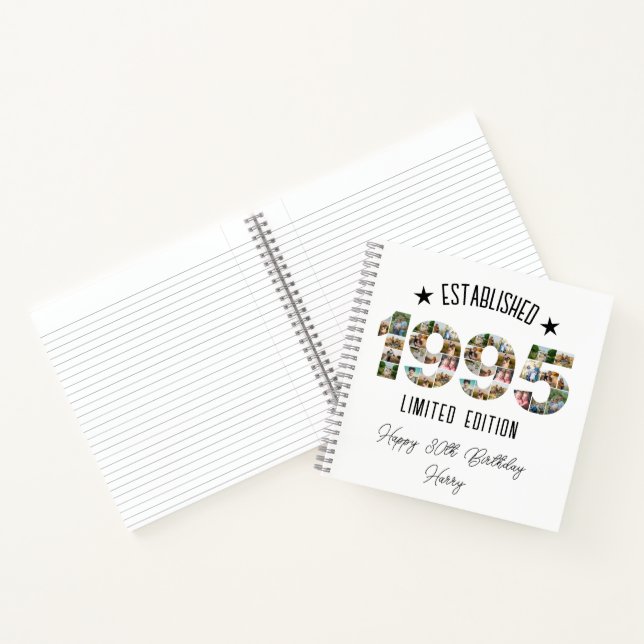 30th birthday Photo Collage established 1995 Notebook (Inside)