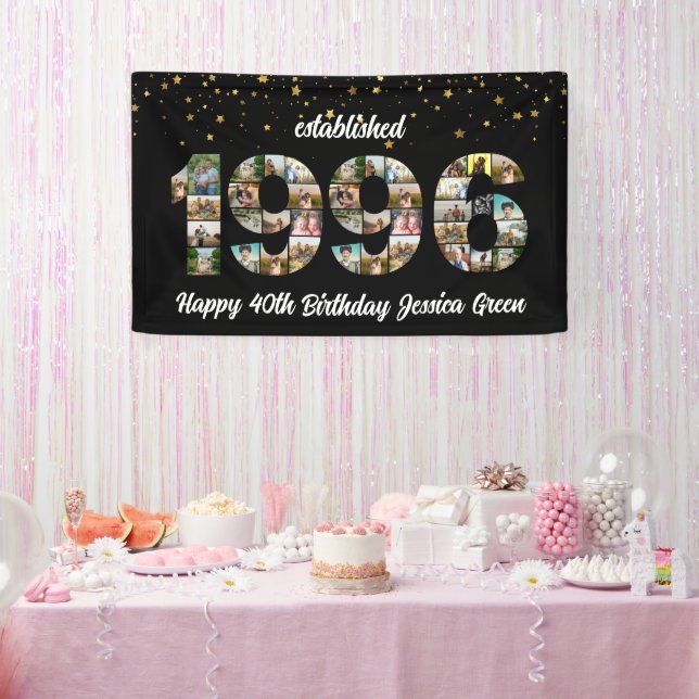 30th birthday Photo Collage established 1996 Banner (Party)