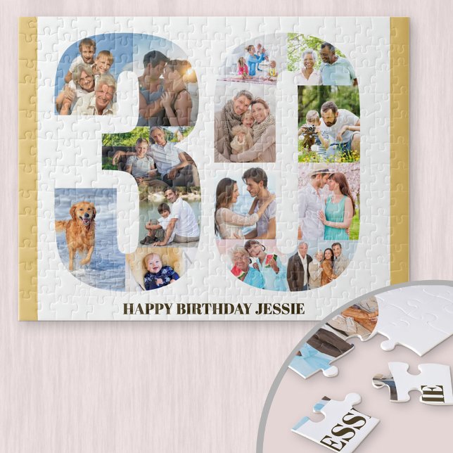 30th Birthday Photo Collage Neutral Number 30 Jigsaw Puzzle (Creator Uploaded)
