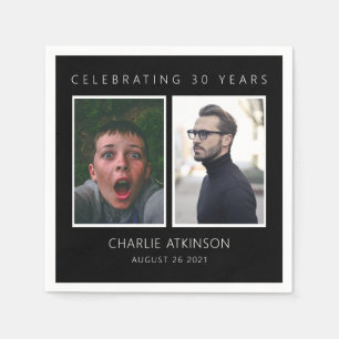 30th birthday photo collate napkins