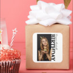 30th Birthday Photo college Party favor Square Sticker<br><div class="desc">Birthday Photo Party Favor Sticker Add a personal touch to your 30th birthday celebration with this photo party favor sticker, featuring the same modern rectangular photo frame as the invitation. The cutout frame displays your favourite photo with “BIRTHDAY” running vertically along the side, making every sticker a stylish keepsake. Customise...</div>