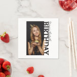 30th Birthday Photo college Party  Napkin<br><div class="desc">Birthday Photo Party Napkin Add a personalised touch to your 30th birthday celebration with this photo party napkin, featuring a modern rectangular photo frame with “BIRTHDAY” cut out along the side. Upload your favourite photo and customise the text [Name]’s xxth to create a cohesive and festive look that matches your...</div>