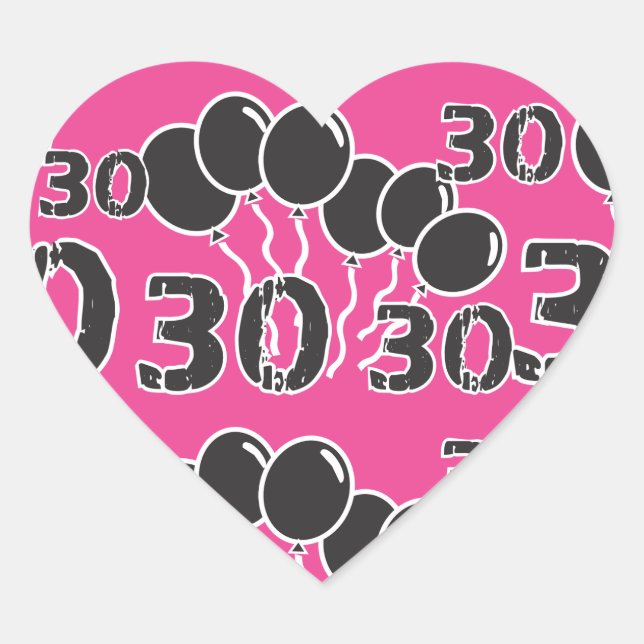 30th Birthday PINK BLACK Stickers (Front)