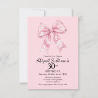 30th Birthday Pink Bow with Golf Ball Polka Dots