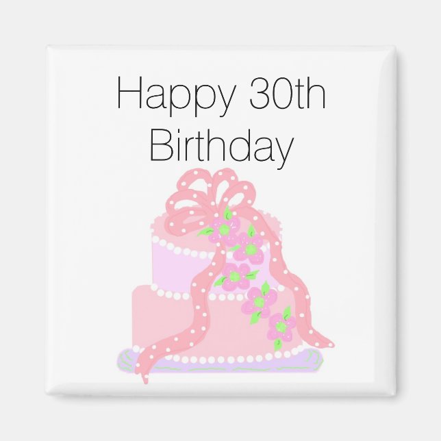 30th Birthday Pink Cake Magnet (Front)