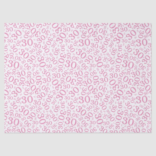 30th Birthday Pink Collage Number Pattern Tissue Paper (Front)