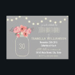30th Birthday Pink Watercolor Flowers & Mason Jar Invitation<br><div class="desc">Pink watercolor flowers and mason jar 30th birthday party invite. This sophisticated thirtieth birthday party invitation with beautiful pink watercolor flowers in mason jar with sparkling lights is fully customisable. If you have any problems customising your product, feel free to contact me through my store and I will be happy...</div>