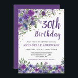 30th Birthday Purple Floral Gold Confetti Dots Invitation<br><div class="desc">30th Birthday Purple Violet Floral Watercolor Gold Confetti Invitation
The design features beautiful watercolor dark purple and violet florals.</div>
