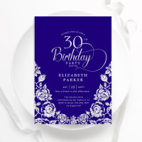 30th Birthday Purple Silver Roses