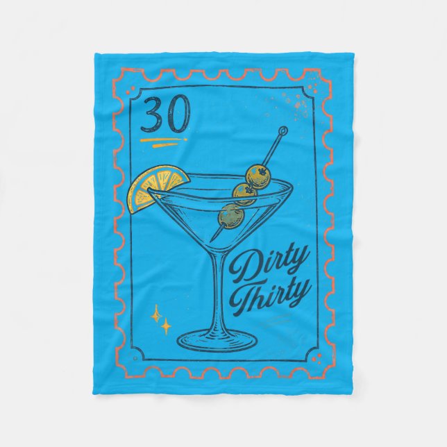 30th Birthday Queen Drinking Lover Martini Dirty A Fleece Blanket (Front)