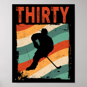 30th Birthday Retro Ice Hockey 30 Years Old Man Wo Poster