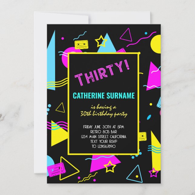 30th Birthday Retro Party  Invitation (Front)