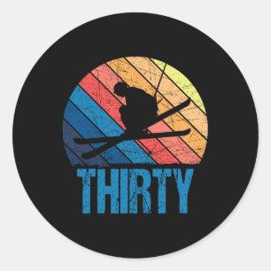 30th Birthday Retro Ski Skiing 30 Year Old Men Wom Classic Round Sticker