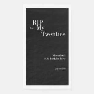 30th Birthday RIP 20s Black and White Party Napkin