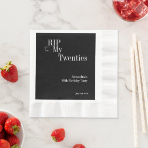 30th Birthday RIP 20s Black and White Party Napkin