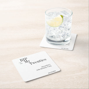 30th Birthday RIP 20s Minimal Party Square Paper Coaster