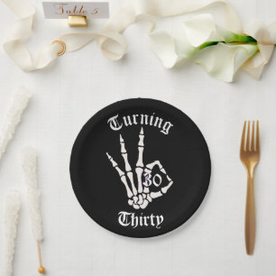 30th Birthday - RIP Twenties Skeleton Paper Plate 