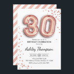 30th Birthday - Rose Gold Balloons Invitation<br><div class="desc">30th birthday party invitation. Elegant design in faux glitter rose gold. Invite card features rose gold number 30 balloons and script font. Perfect for a stylish bday celebration. Message me if you need custom age.</div>