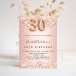 30th birthday rose gold blush glitter elegant invitation<br><div class="desc">For an elegant 30th birthday.  A rose gold background. Decorated with rose gold,  pink glitter,  sparkles.  Personalize and add a name,  and party details. The name is written with a hand lettered style script,  number 30 with balloon style fonts.</div>