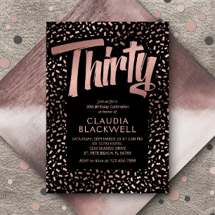 30th Birthday Rose Gold Confetti Invitation