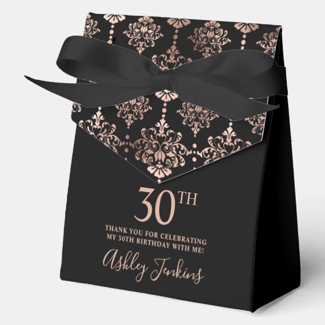 30th Birthday Rose Gold Elegant Thank You  Favour Box (Front)