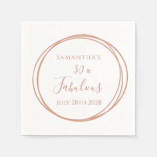 30th Birthday Rose Gold Minimal Birthday Party Napkin
