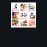 30th birthday rose gold name photo collage canvas print<br><div class="desc">A unique 30th birthday gift or keepsake, celebrating her life with a collage of 8 of your photos. Add images of her family, friends, pets, hobbies or dream travel destination. Personalise and add a name, age 30 and a date. Grey and black coloured letters. A chic girly and feminine rose...</div>