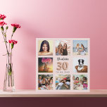 30th birthday rose gold pink custom photo collage faux canvas print<br><div class="desc">A unique gift for a 30th birthday, celebrating her life with a collage of 8 of your own photos, pictures. Personalise and add her name and a date. A chic rose gold, blush pink background. The name is written with a modern hand lettered style script, number 30 with a balloon...</div>
